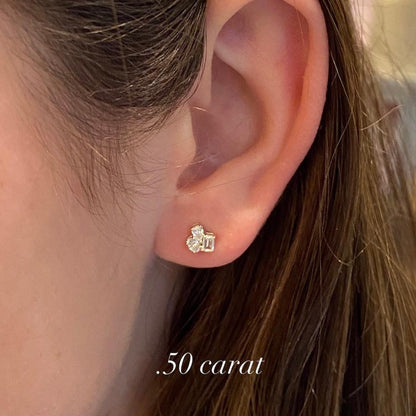 Multi Shape Diamond Cluster Stud Earrings