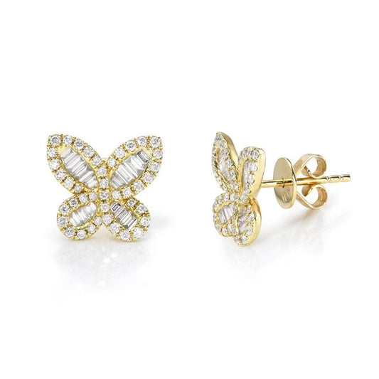 Medium Baguette Butterfly Diamond Earrings