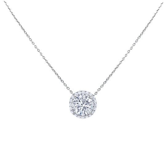 Bespoke Halo Diamond Pendant Necklace