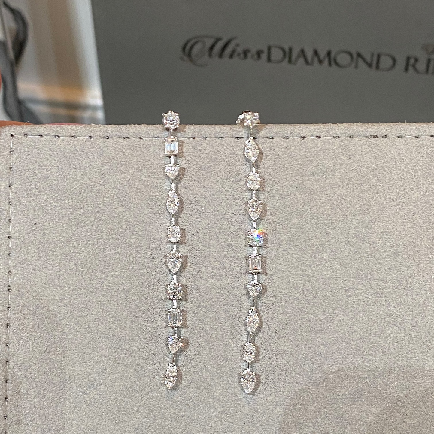 Mixed Shape Diamond Chandelier Earrings