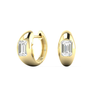 Diamond Domed Huggie Hoop Earrings