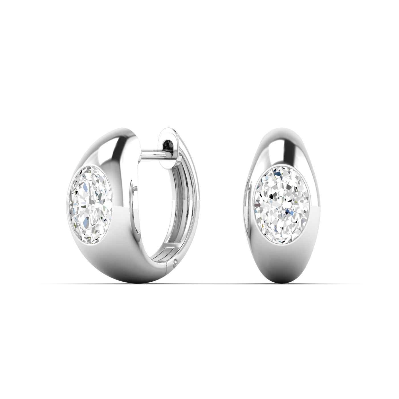 Diamond Domed Huggie Hoop Earrings