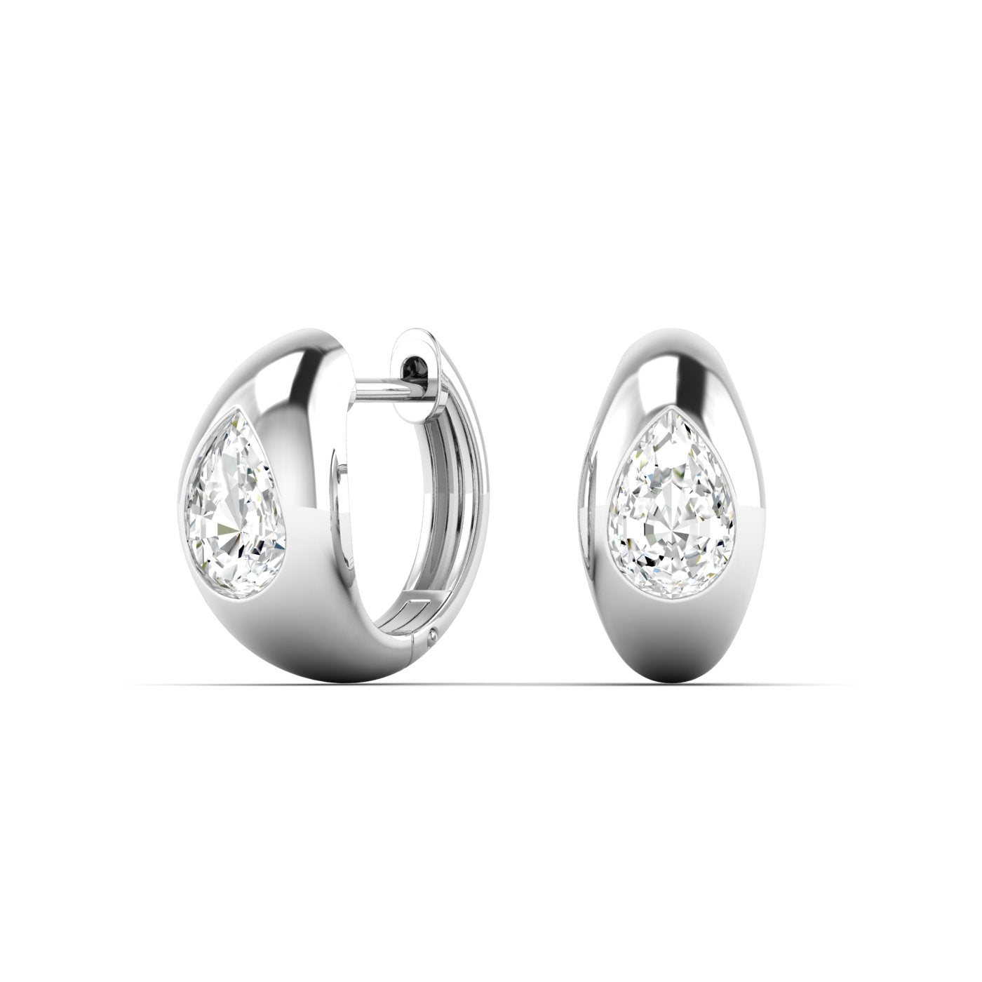 Diamond Domed Huggie Hoop Earrings