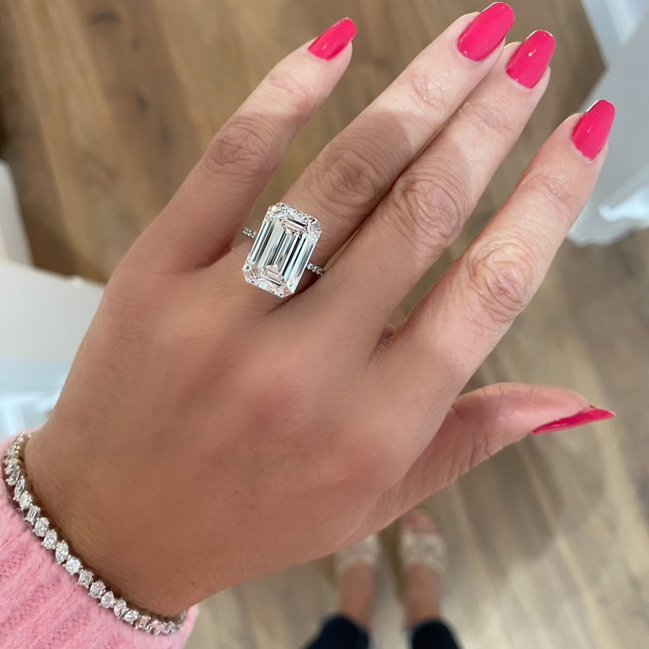 Emerald Cut Pave Diamond Engagement Ring