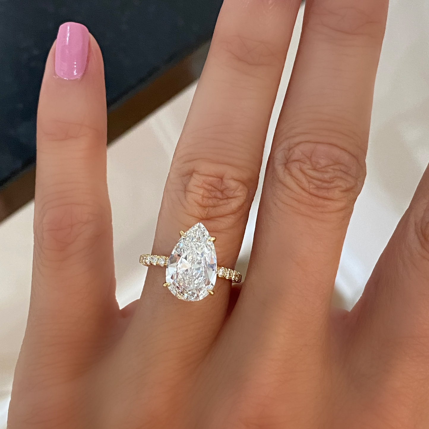 Pear Cut Diamond Pave Engagement Ring