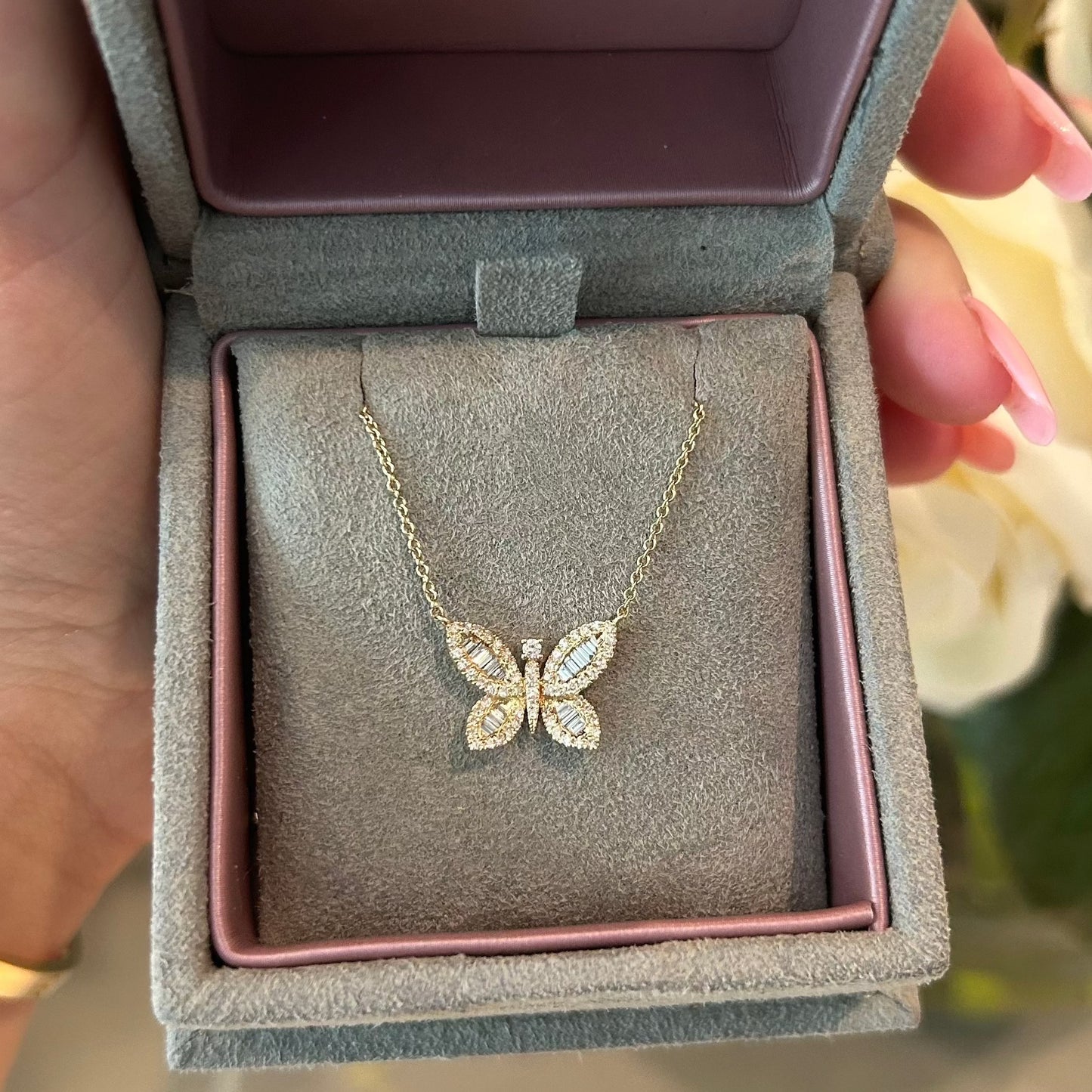 Butterfly Diamond Pendant Necklace