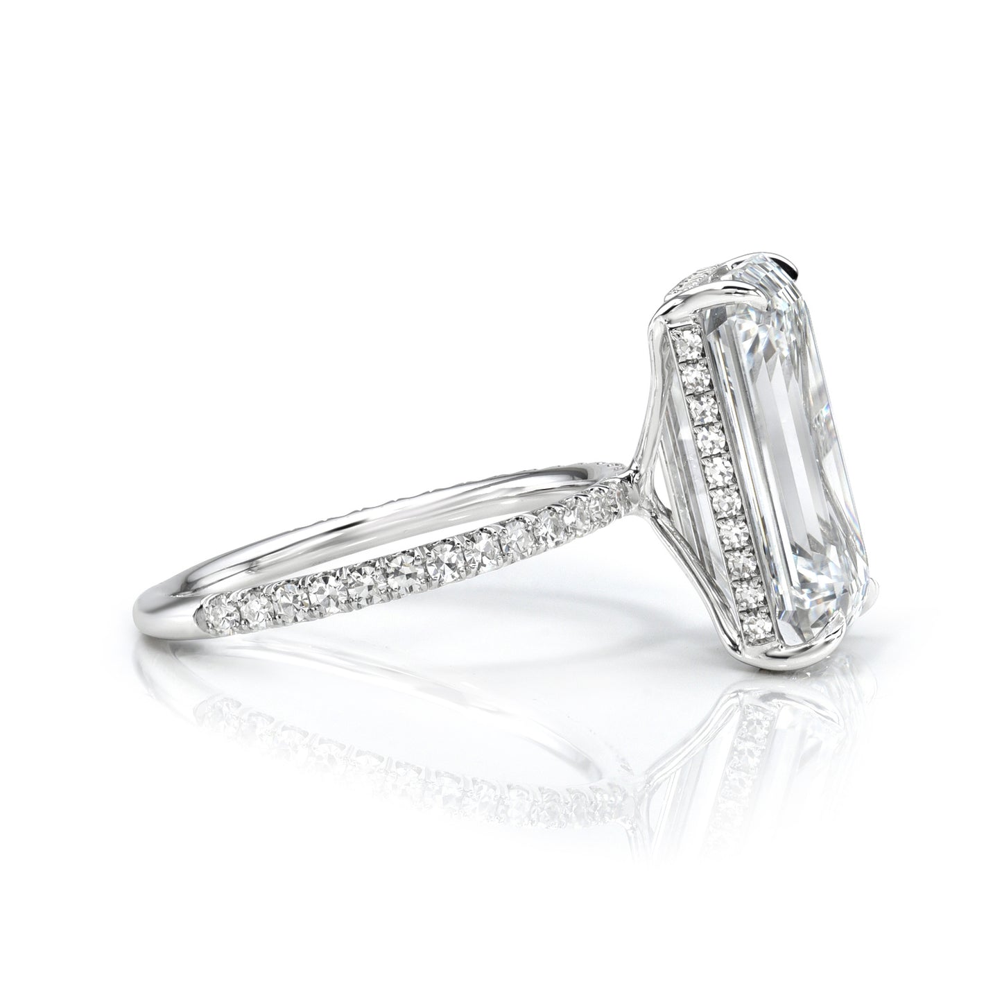 Emerald Cut Pave Diamond Engagement Ring