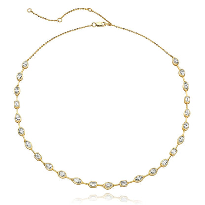 Mixed Shape Bezel Diamond Tennis Necklace