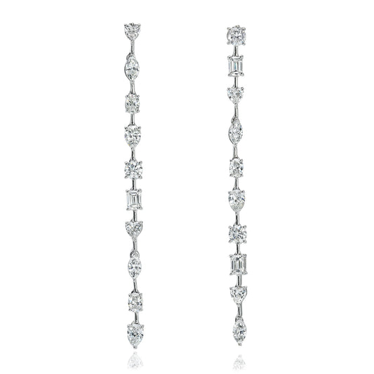 Mixed Shape Diamond Drop Earrings