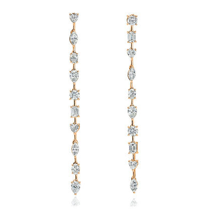 Mixed Shape Diamond Chandelier Earrings