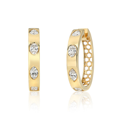 Mixed Shape Diamond Hoop Earrings