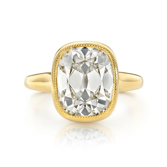 Antique Cushion Cut Yellow Gold Bezel Solitaire Ring