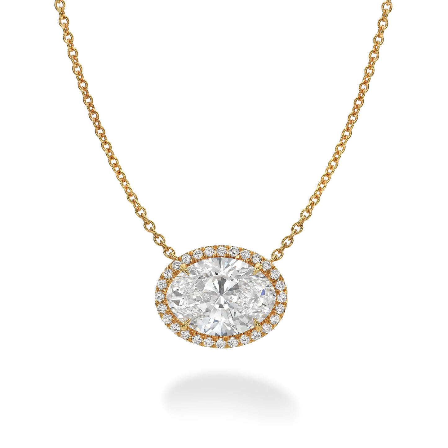 Bespoke East West Oval Diamond Pendant