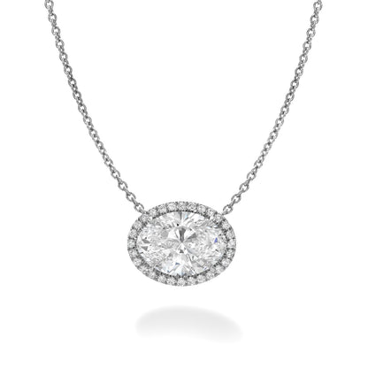 Bespoke East West Oval Diamond Pendant