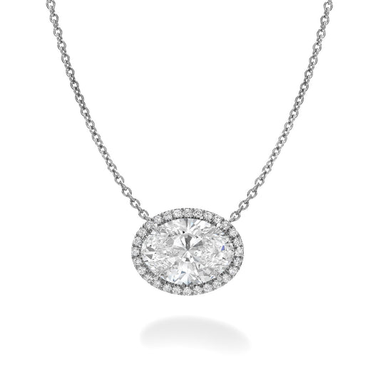 Bespoke East West Oval Diamond Pendant