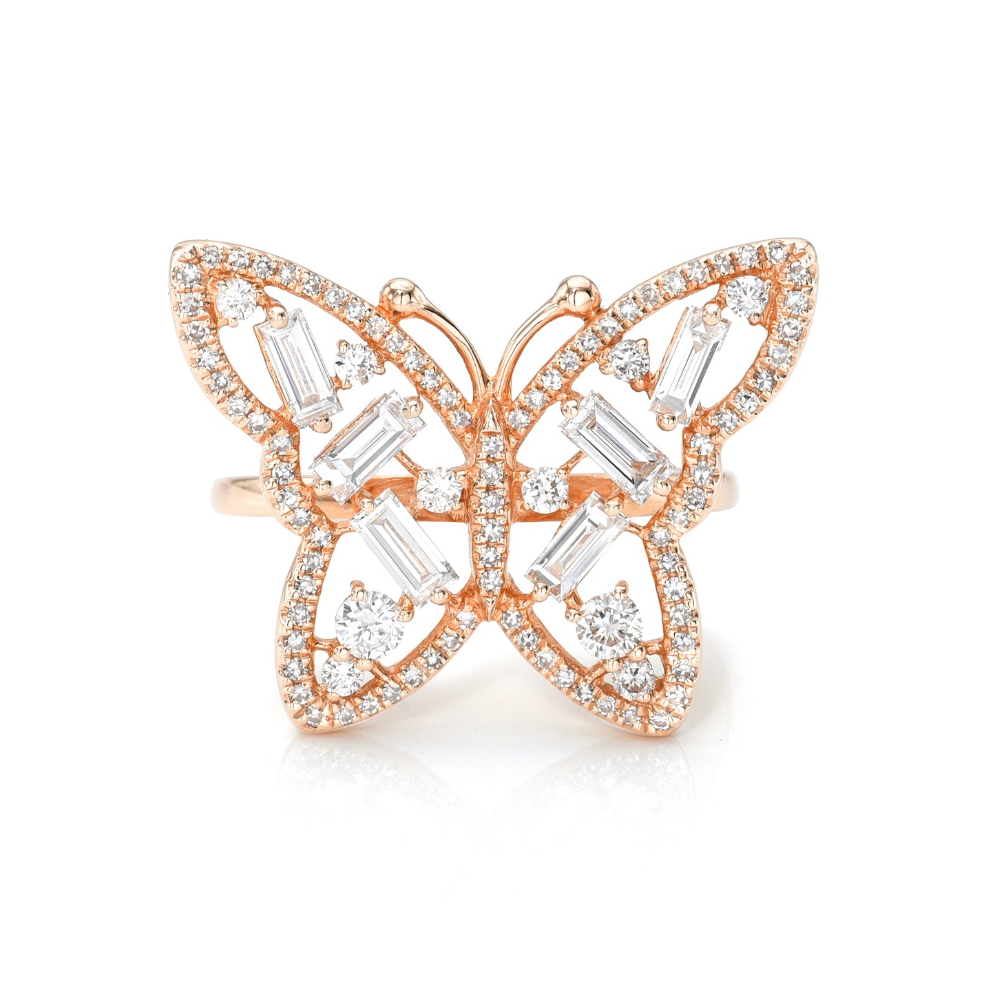 Baguette Butterfly Diamond Ring