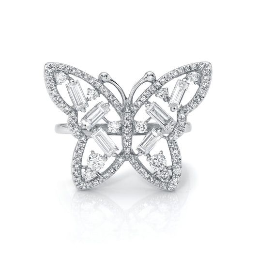 Baguette Butterfly Diamond Ring