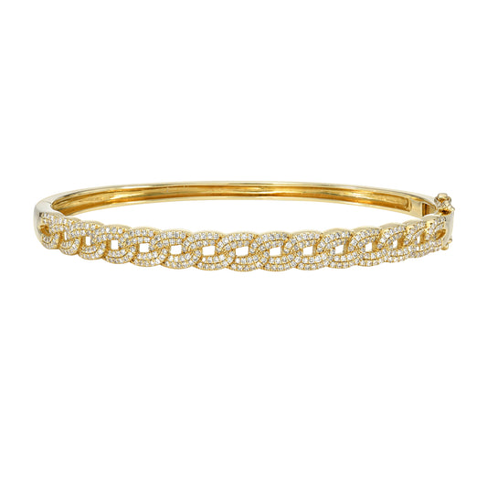 Pave Diamond Double Rope Chain Bangle Bracelet