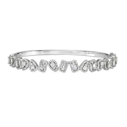 Brilliantly Mixed Diamond Bangle Bracelet