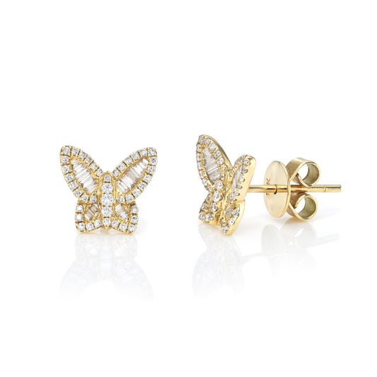 Small Baguette Butterfly Diamond Earrings