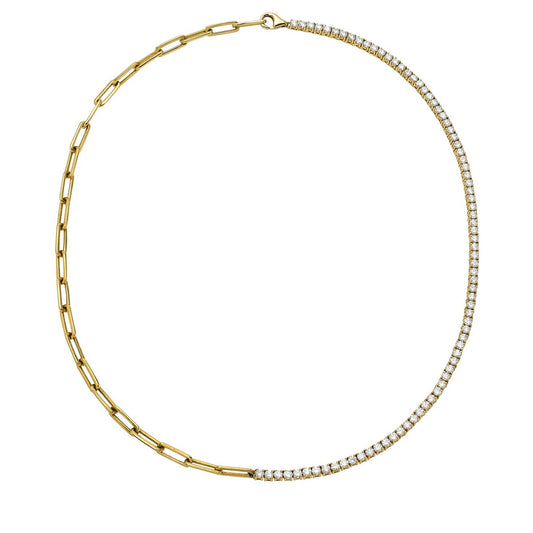 Diamond Paperclip Tennis Necklace