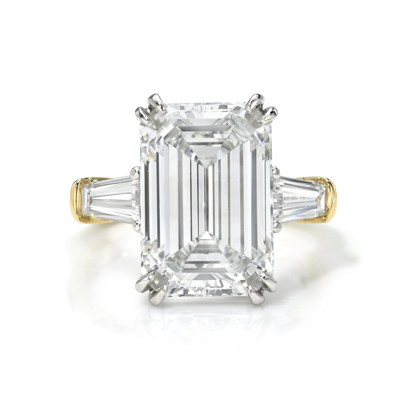 Custom Three Stone Emerald Cut Diamond Engagement Ring