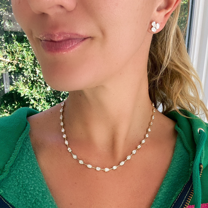 Mixed Shape Bezel Diamond Tennis Necklace