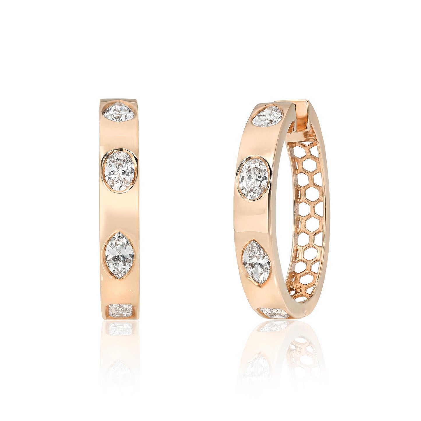 Mixed Shape Diamond Hoop Earrings