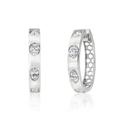 Mixed Shape Diamond Hoop Earrings