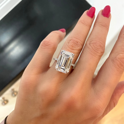 Emerald Cut Pave Diamond Engagement Ring