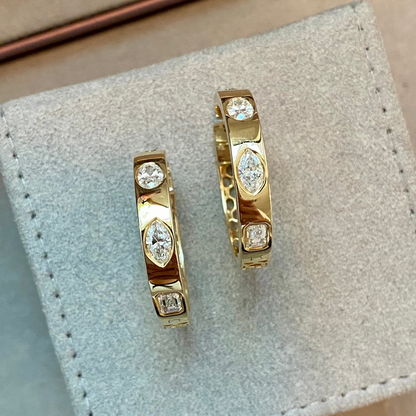 Mixed Shape Diamond Hoop Earrings