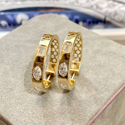 Mixed Shape Diamond Hoop Earrings