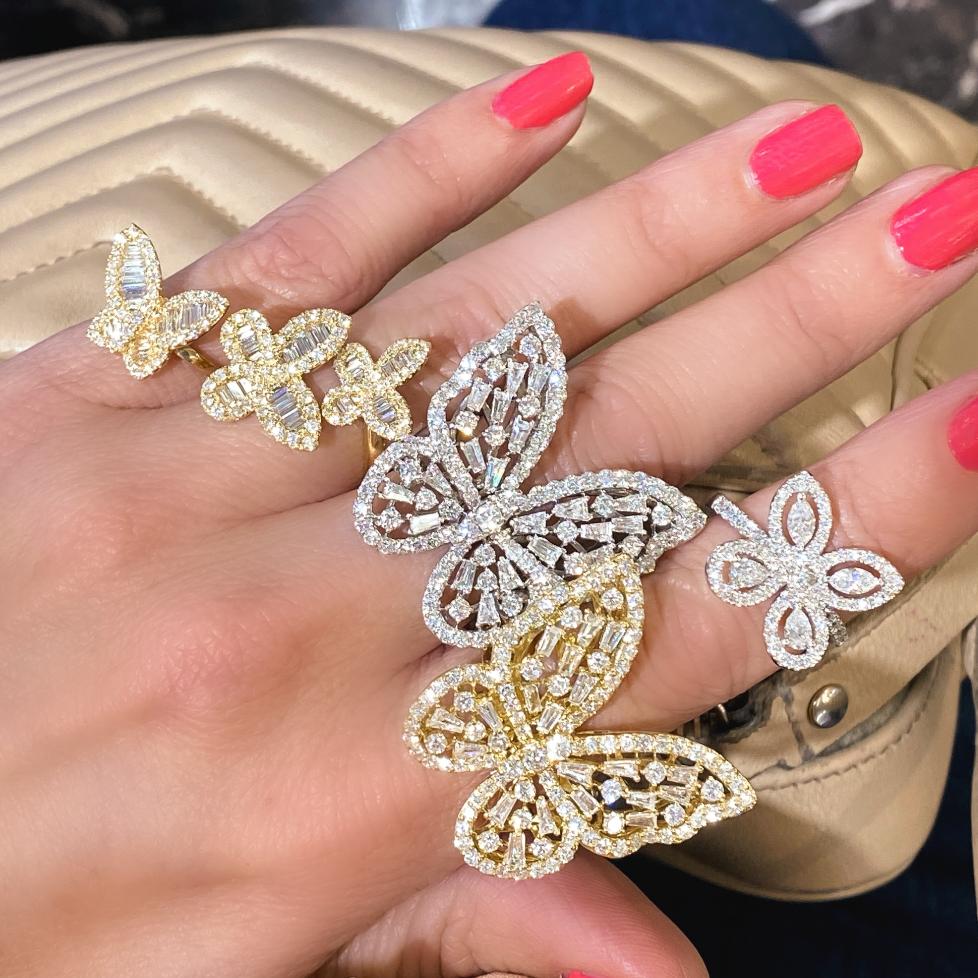 Dainty Butterfly Diamond Ring