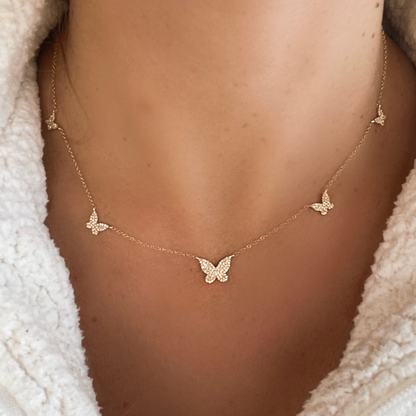 Field of Butterflies Diamond Pendant Necklace