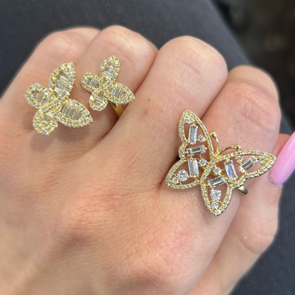 Baguette Butterfly Diamond Ring