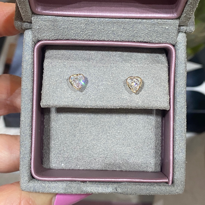 Bezel Heart Shape Diamond Earrings