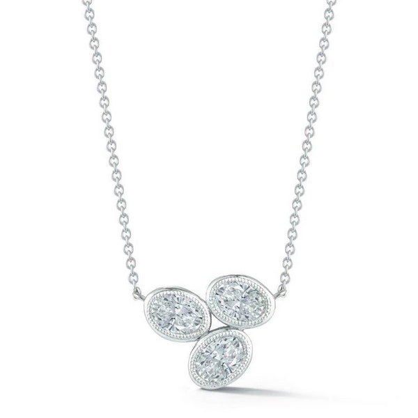 Frivolous Oval Cluster Diamond Pendant Necklace