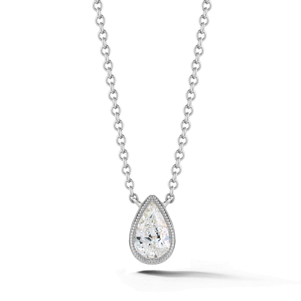 Pear Shaped Diamond Necklace 18K White & Yellow Gold – River's Edge Gems